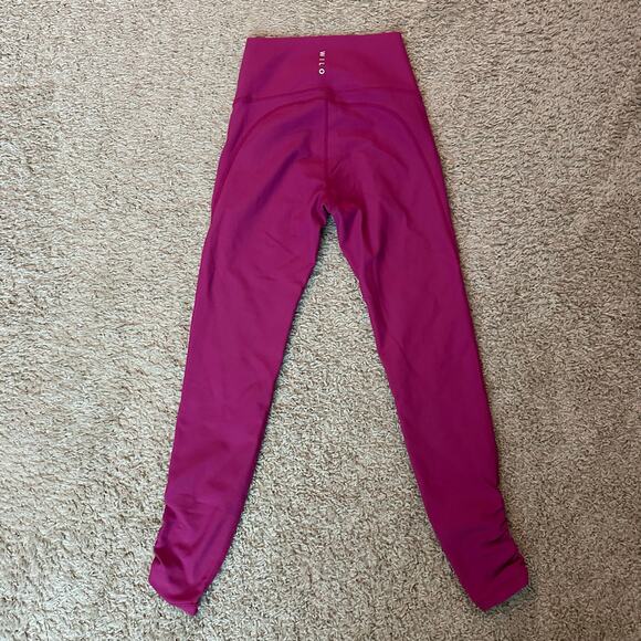 Wilo The Label Womens Leggings Size XS Fuchsia Ruched Leg Ribbed High Waist - Picture 5 of 7